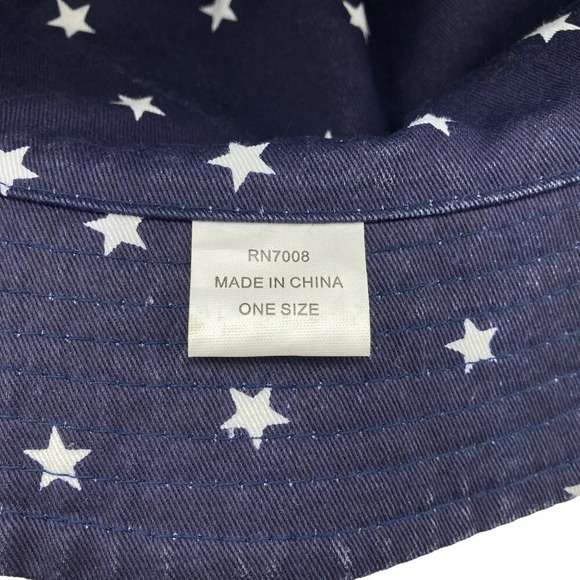 Women's Blue Denim Bucket Hat, Polka Dot Interior, One Size, Classic‎ Patriotic - Picture 4 of 5